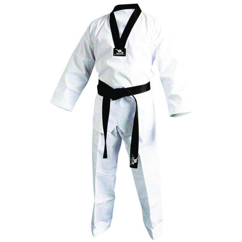 white taekwondo suit front view for training