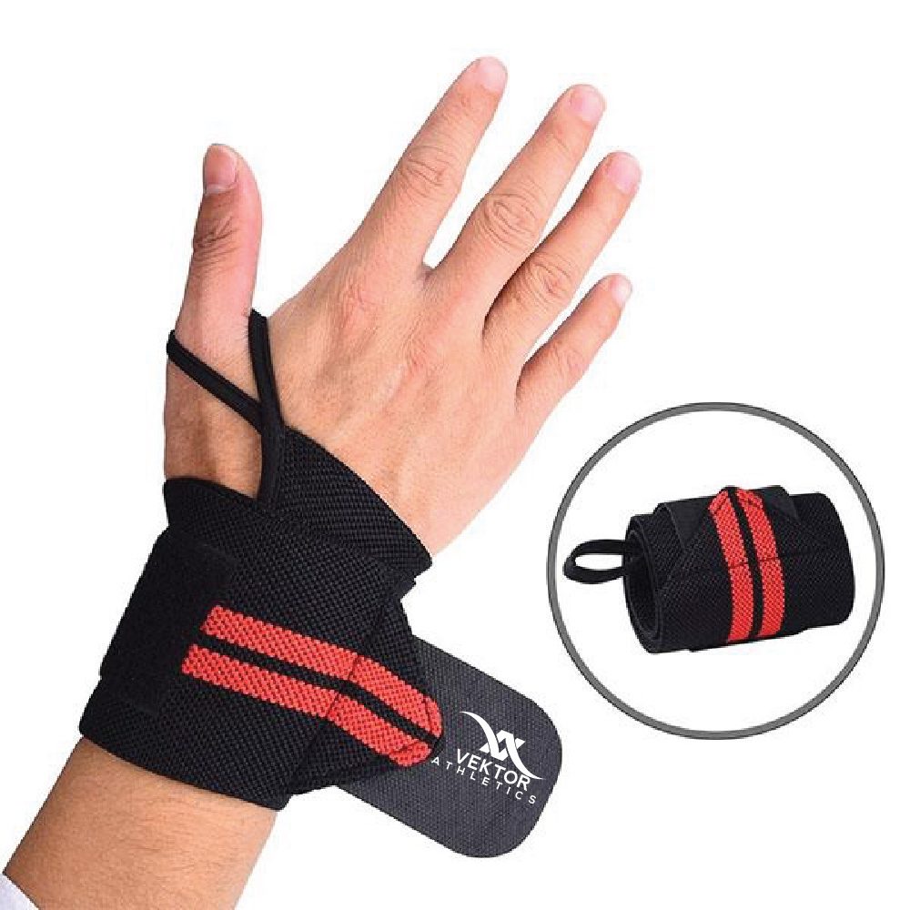 Durable wrist wraps designed for stability and support during heavy lifting.